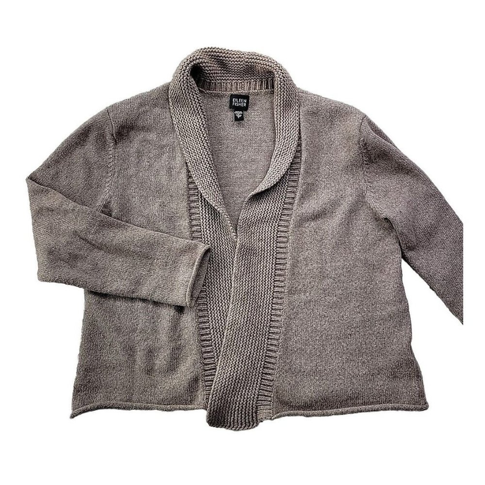 Eileen Fisher Open Front Cardigan Angora Rabbit Hair Blend Purple Mauve Women L